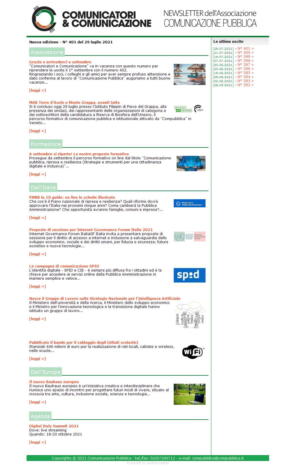 Comunicatori e Comunicazione n� 401 - 29 luglio 2021