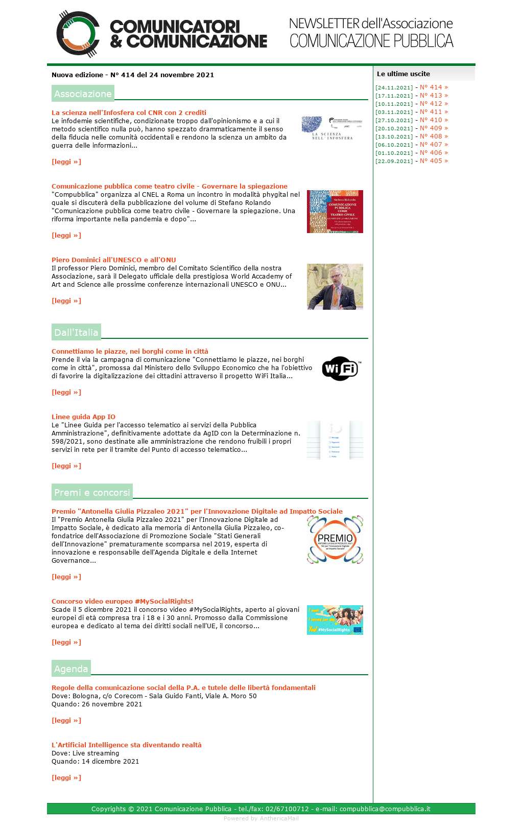 Comunicatori e Comunicazione n� 414 - 24 novembre 2021