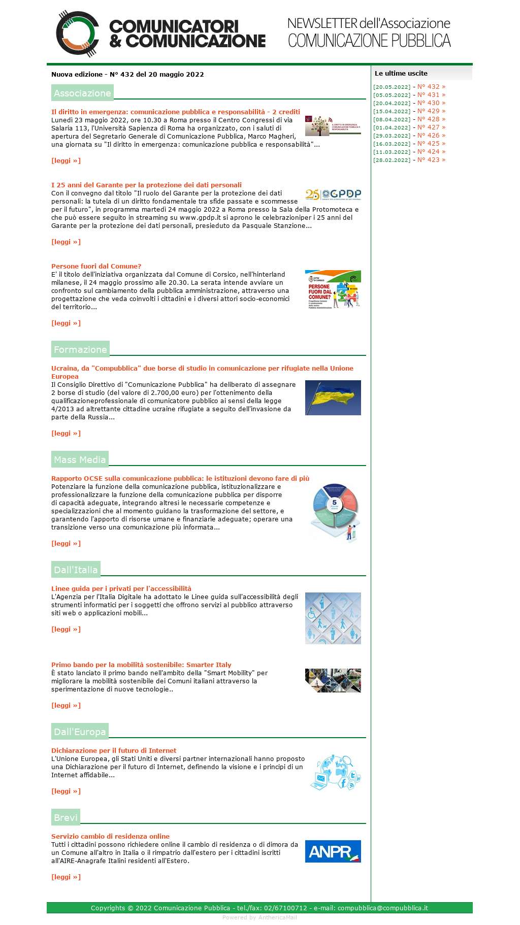 Comunicatori e Comunicazione n� 432 - 19 maggio 2022