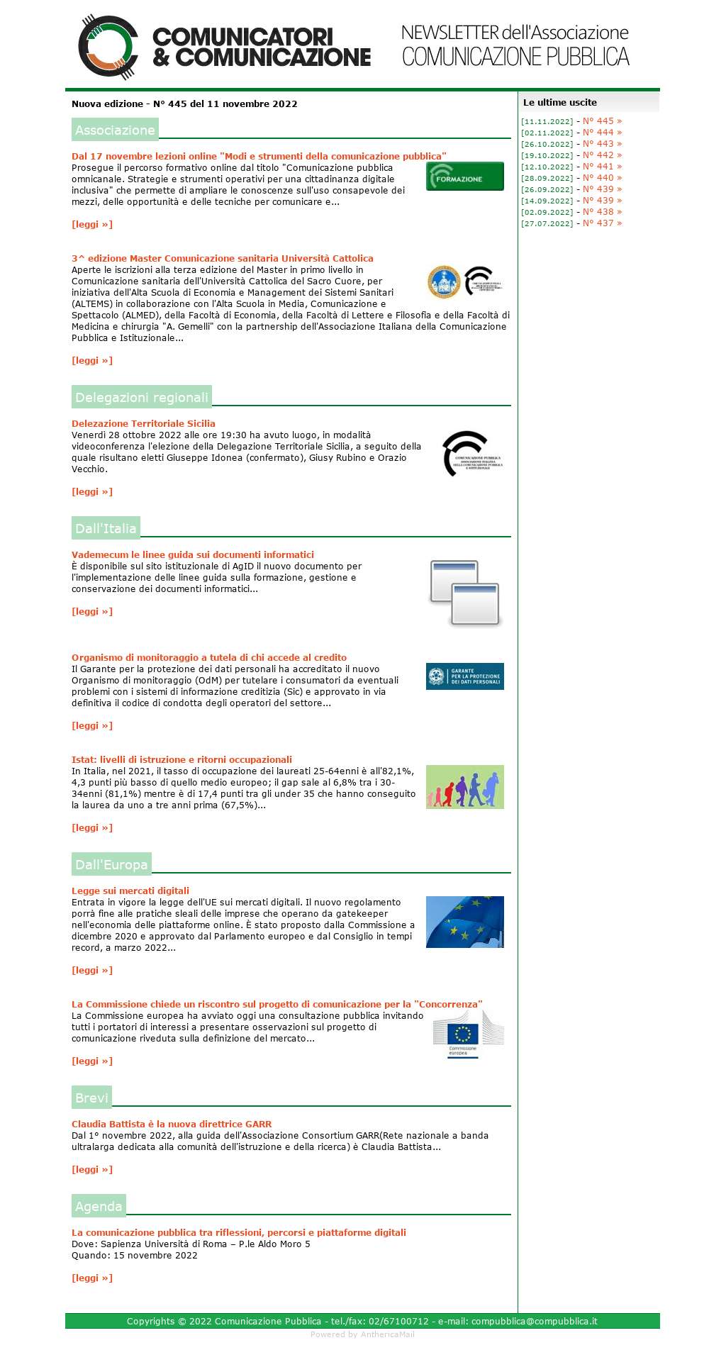 Comunicatori e Comunicazione n� 445 - 11 novembre 2022