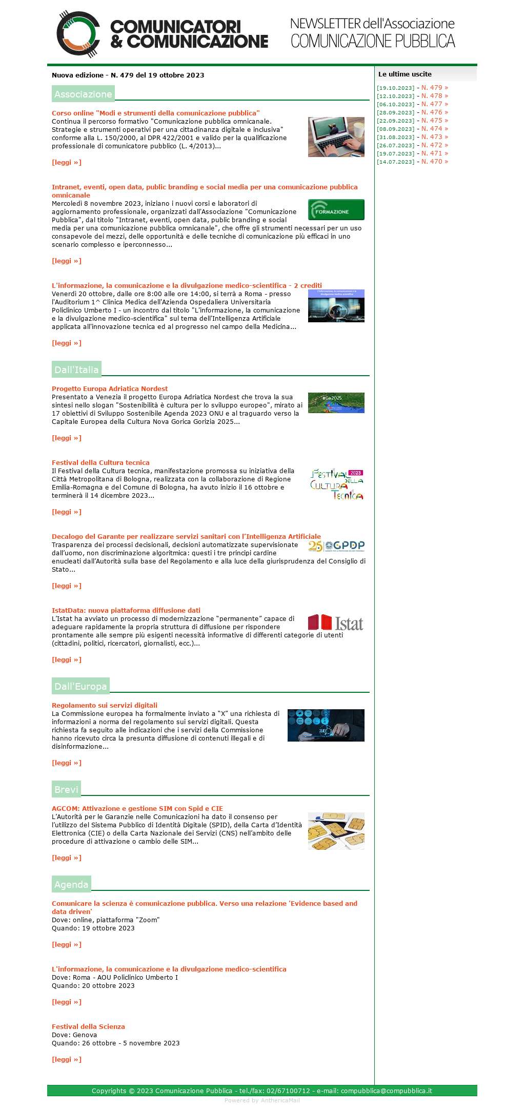 Comunicatori e Comunicazione n� 479 - 19 ottobre 2023