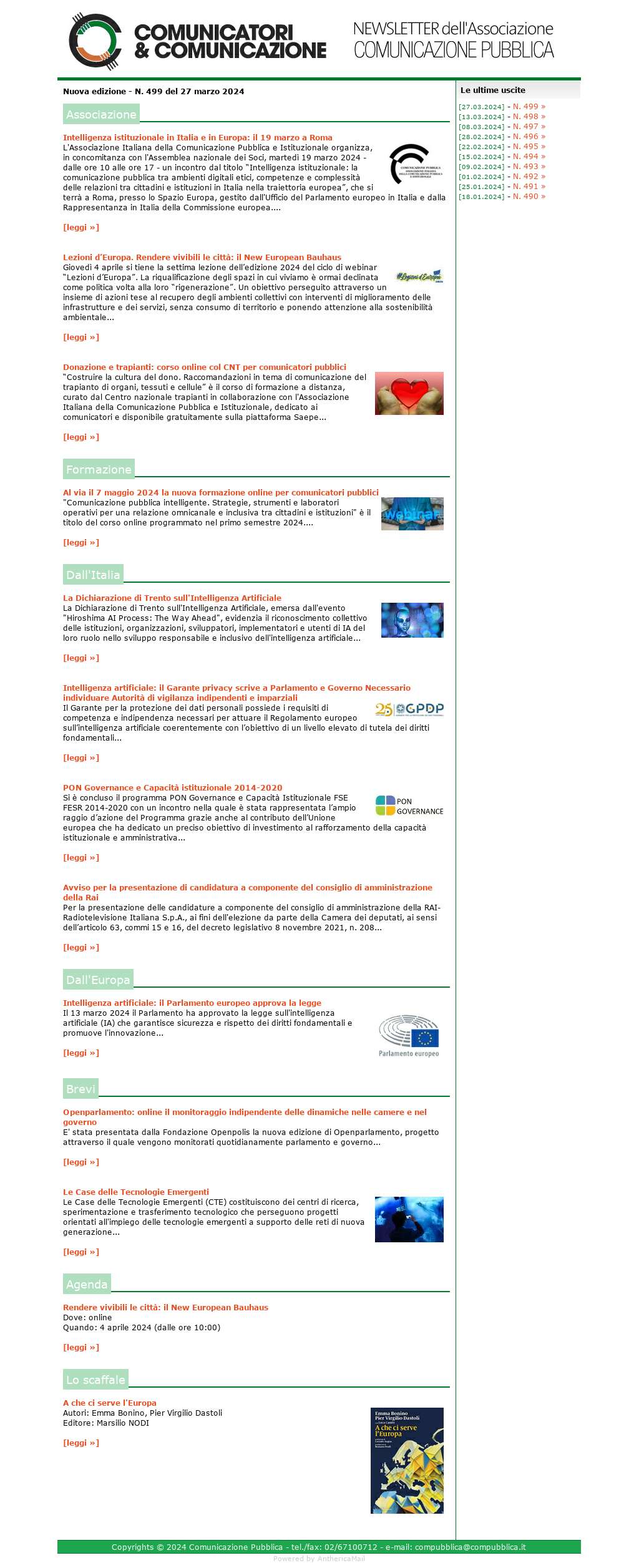 Comunicatori e Comunicazione n� 499- 27 marzo 2024