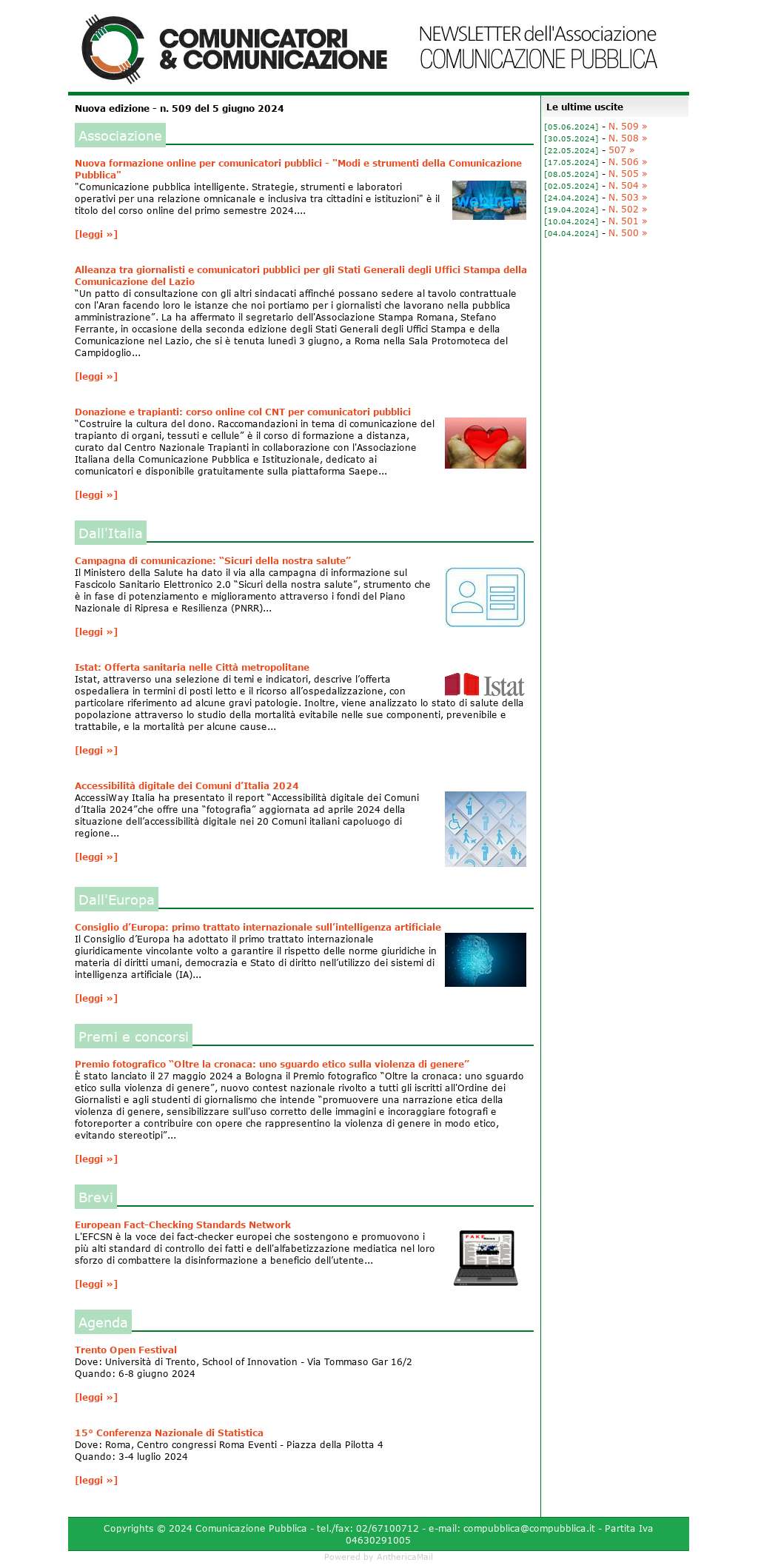 Comunicatori e Comunicazione n° 509 - 5 giugno 2024
