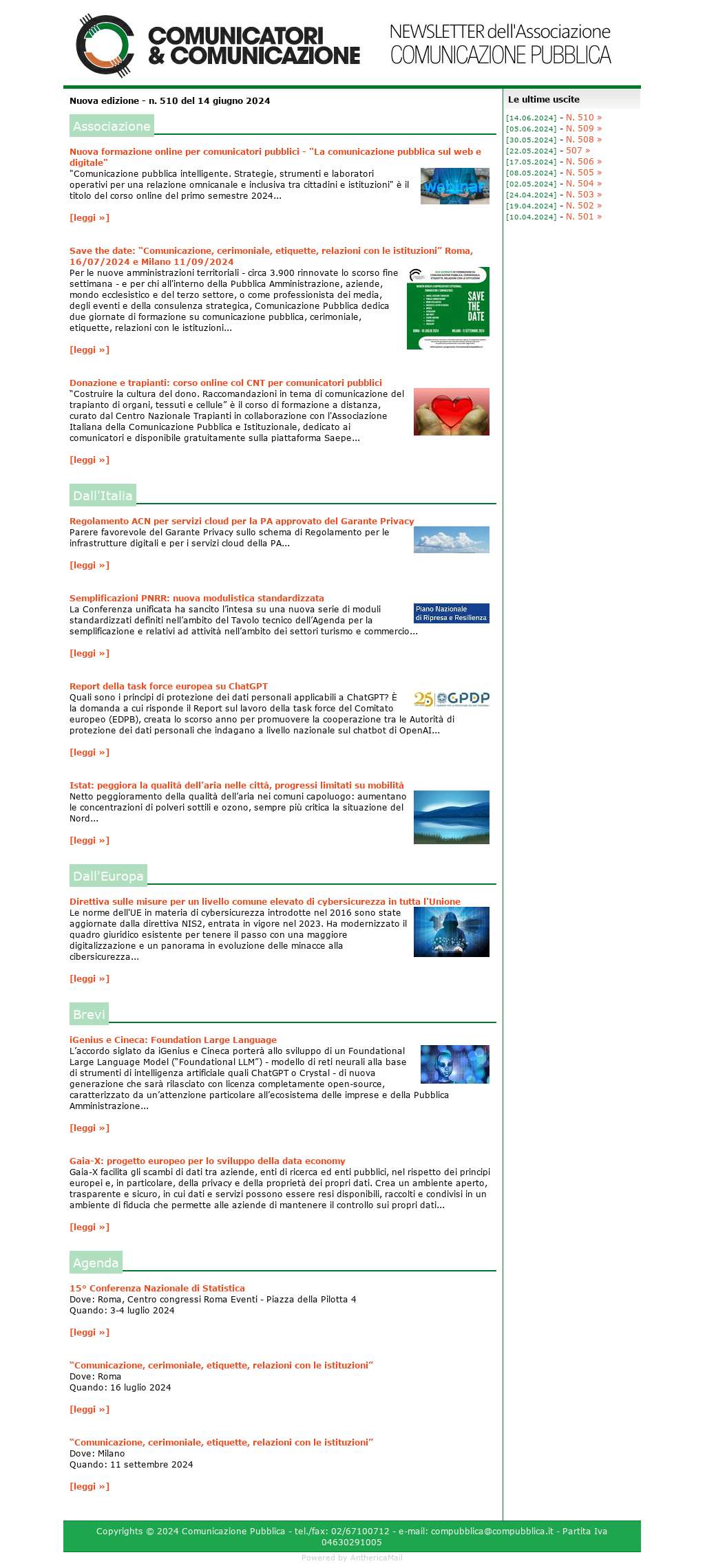 Comunicatori e Comunicazione n° 510 - 14 giugno 2024