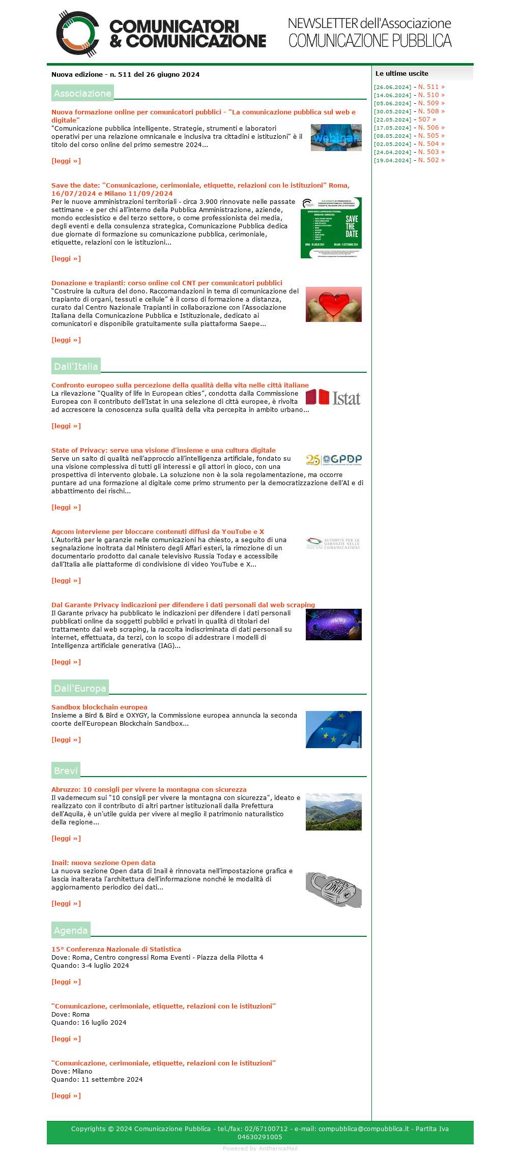 Comunicatori e Comunicazione n° 511 - 26 giugno 2024