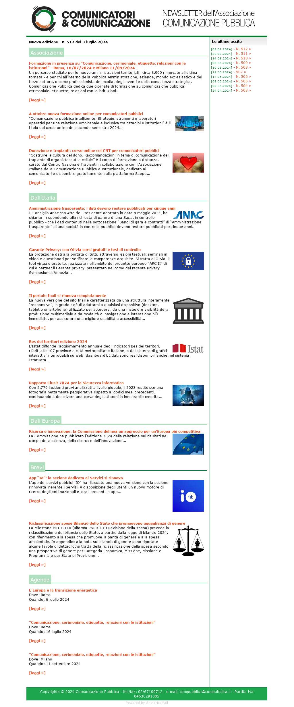 Comunicatori e Comunicazione n° 512 - 3 luglio 2024