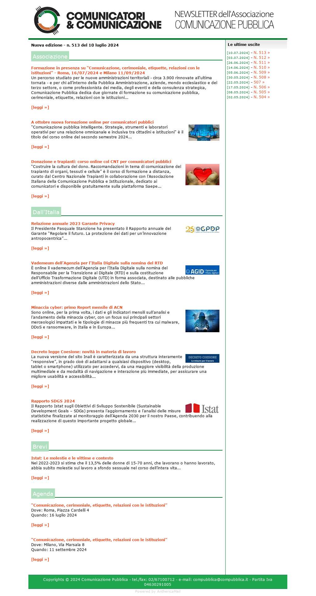 Comunicatori e Comunicazione n° 513 - 10 luglio 2024