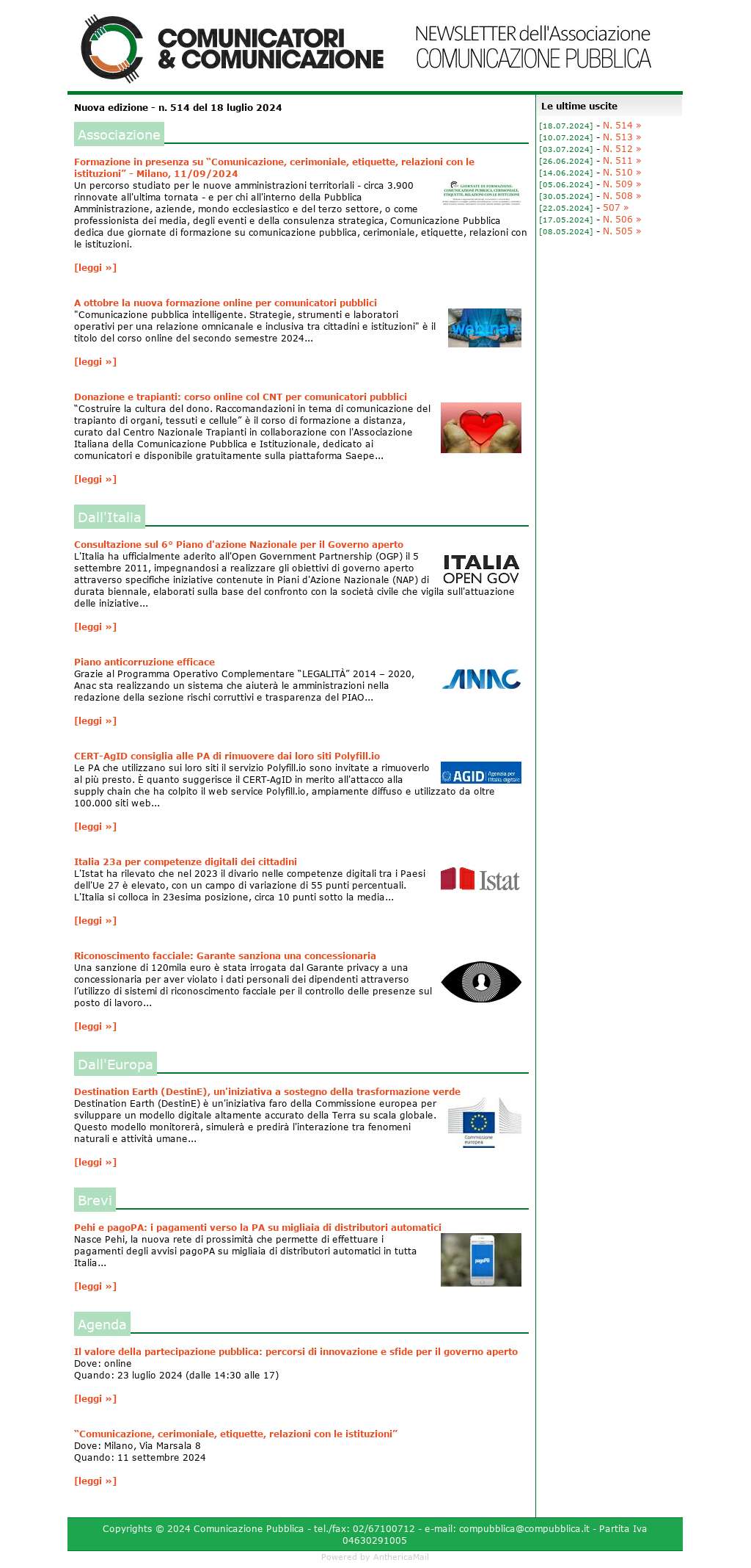 Comunicatori e Comunicazione n° 514 - 18 luglio 2024