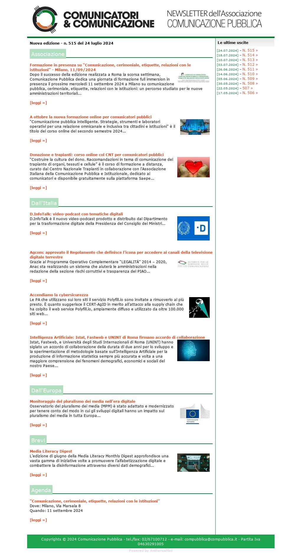Comunicatori e Comunicazione n° 515 - 24 luglio 2024
