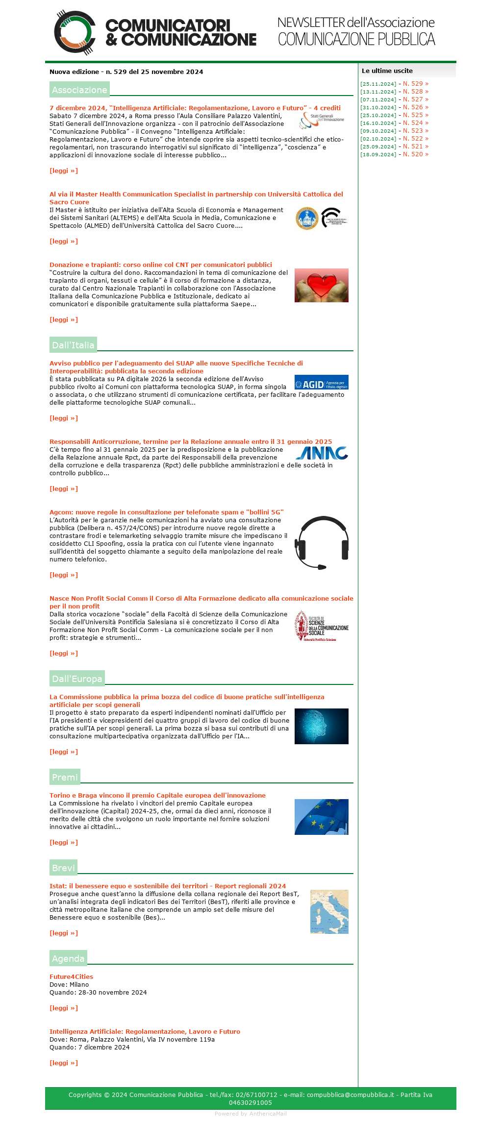 Comunicatori e Comunicazione n° 529 - 25 novembre 2024
