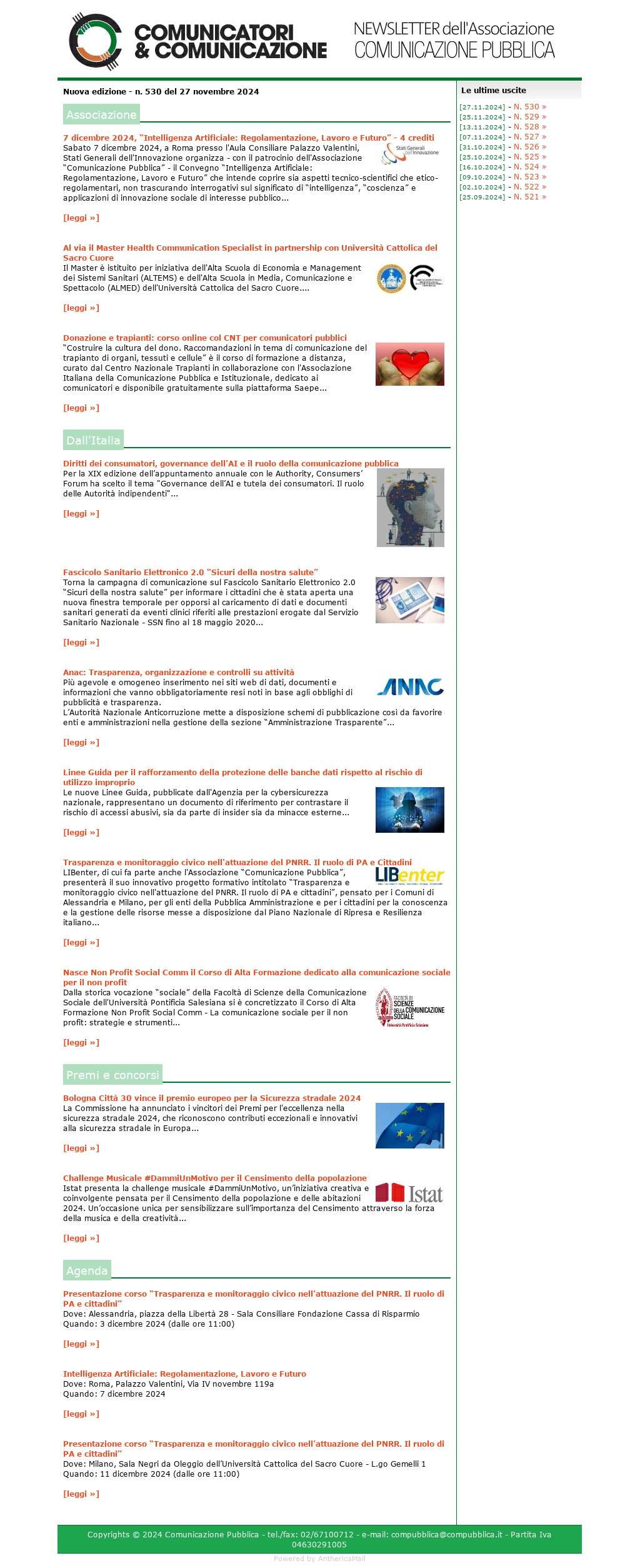 Comunicatori e Comunicazione n° 530 - 27 novembre 2024