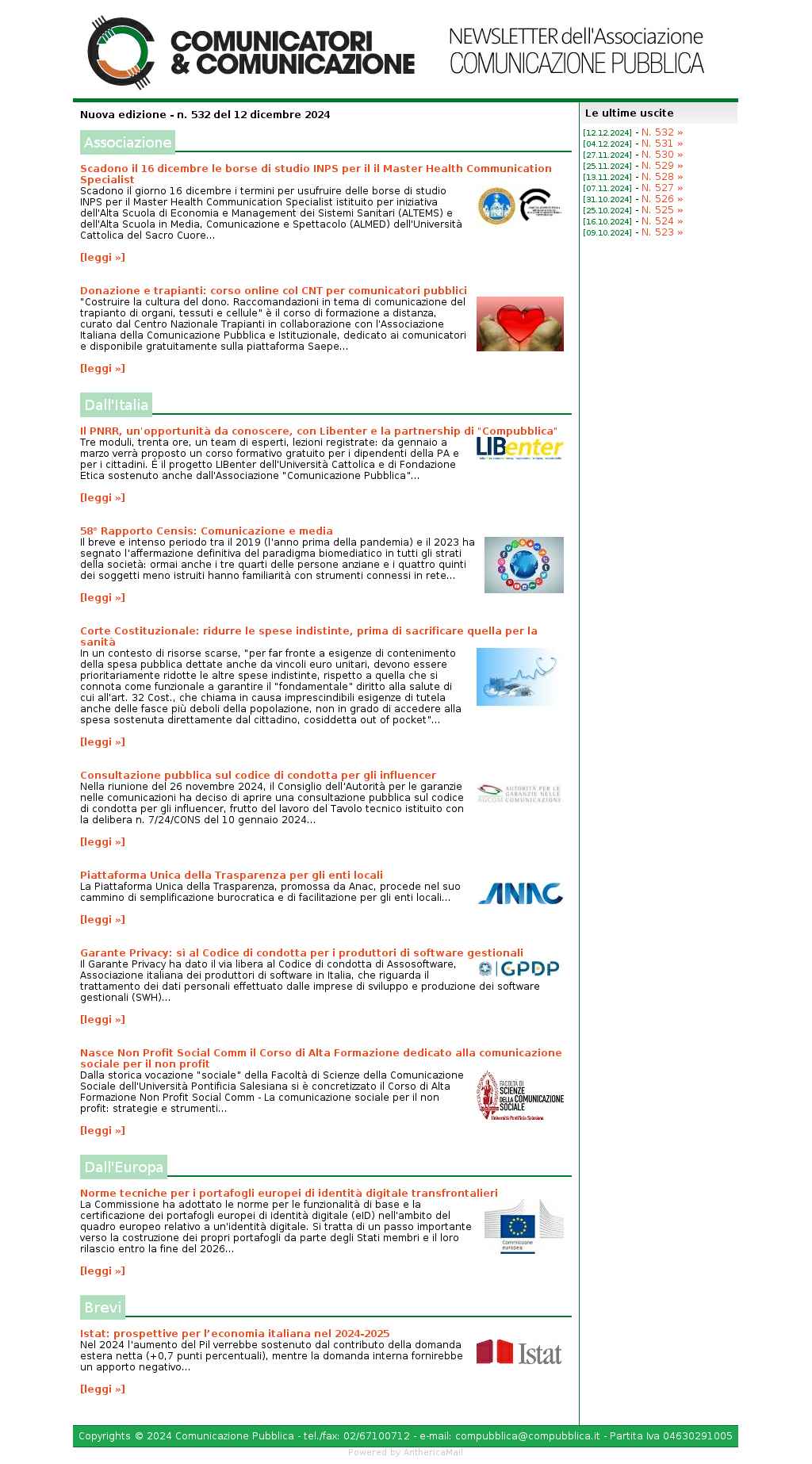Comunicatori e Comunicazione n° 532 - 12 dicembre 2024