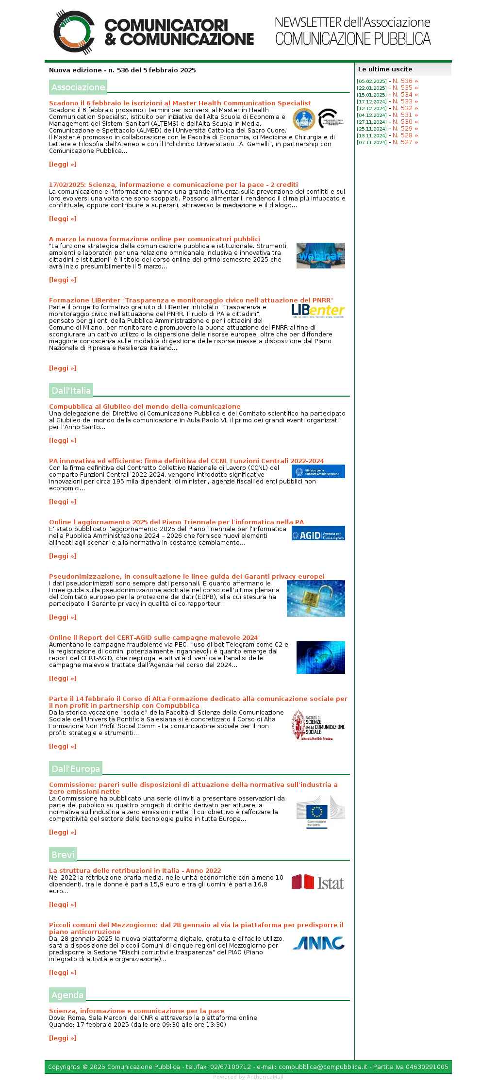 Comunicatori e Comunicazione n° 536 - 5 febbraio 2025