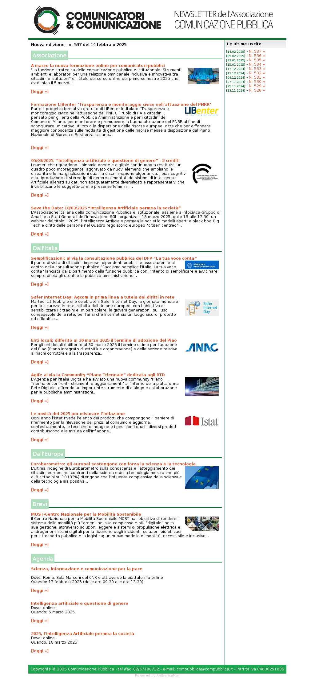 Comunicatori e Comunicazione n° 537 - 14 febbraio 2025