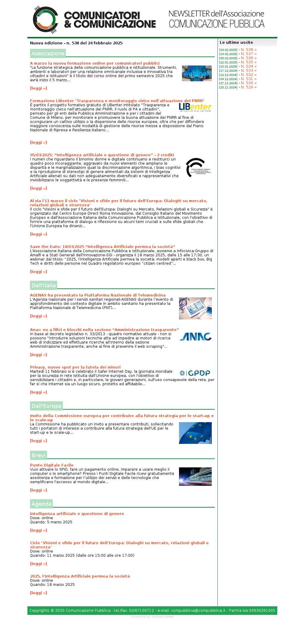 Comunicatori e Comunicazione n° 538 - 24 febbraio 2025
