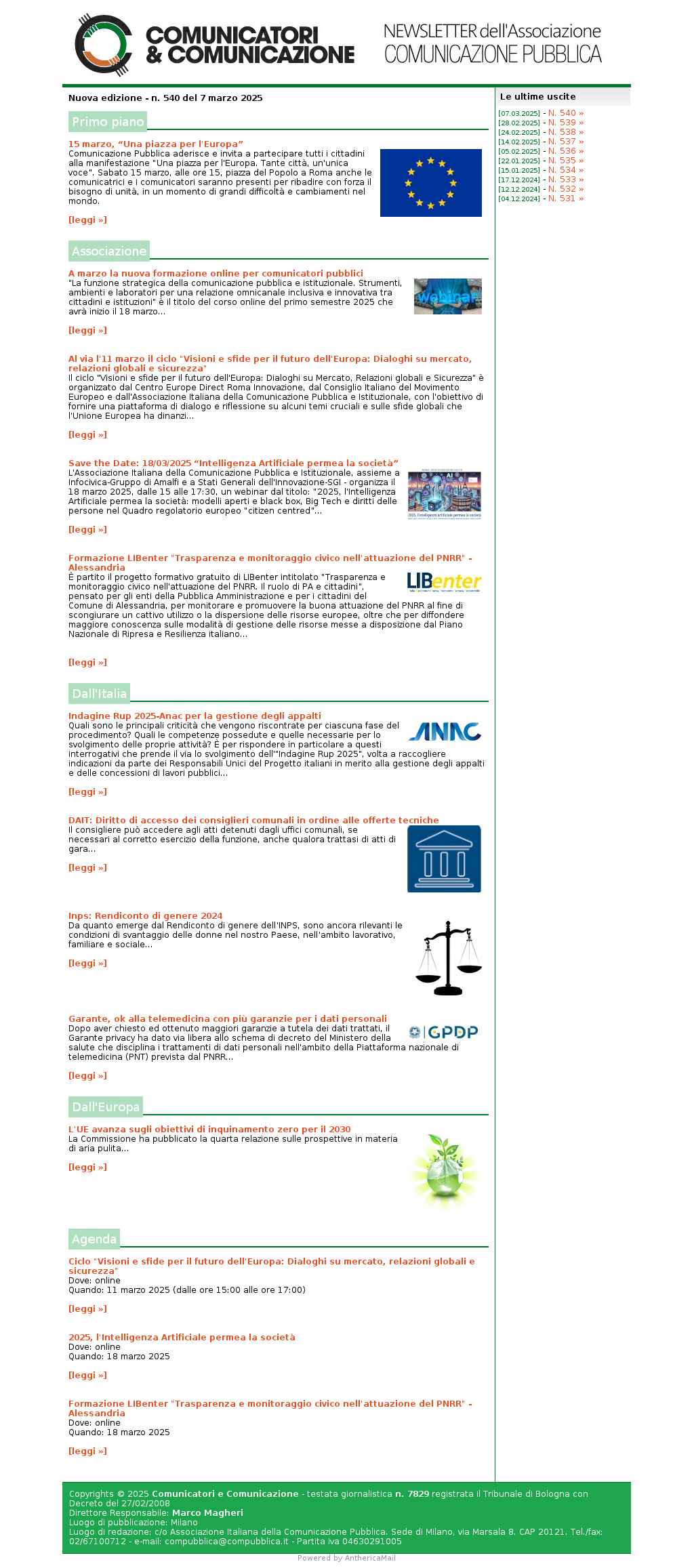 Comunicatori e Comunicazione n 540 - 7 marzo 2025