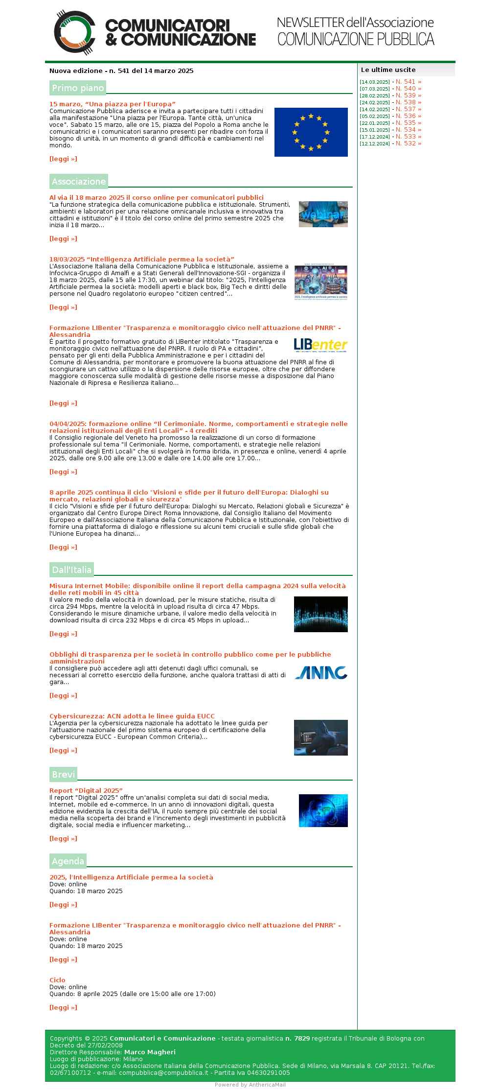 Comunicatori e Comunicazione n 541 - 14 marzo 2025