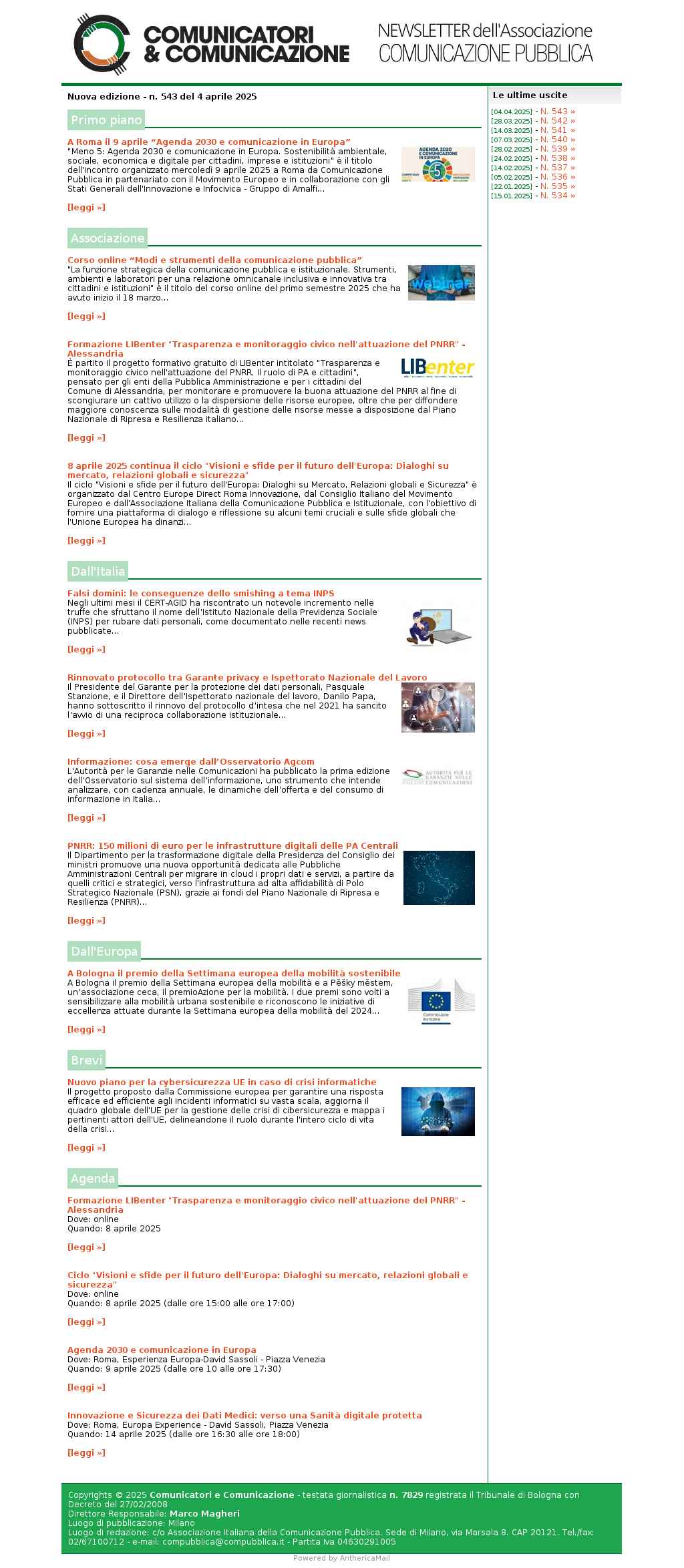 Comunicatori e Comunicazione n 543 - 4 aprile 2025