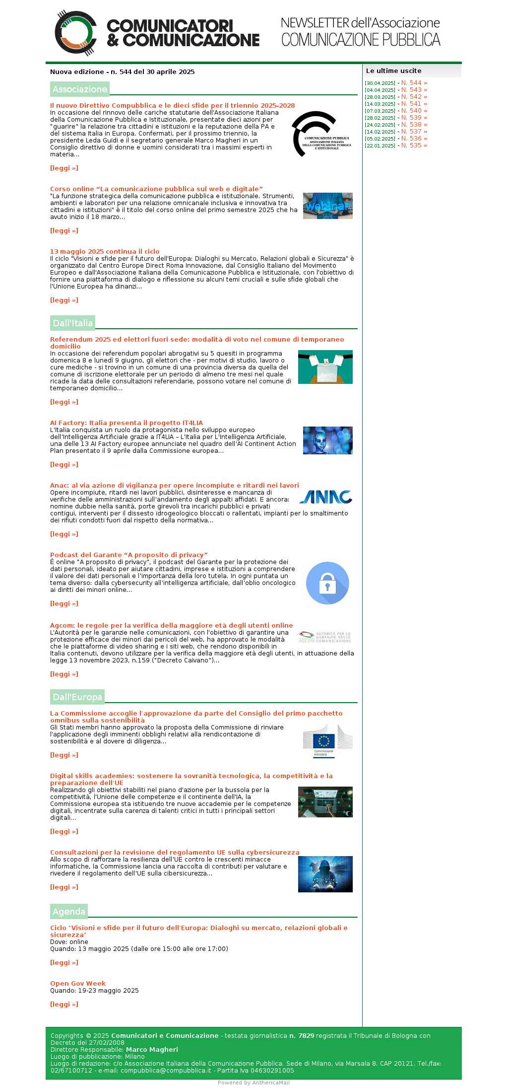 Comunicatori e Comunicazione n 544 - 30 aprile 2025