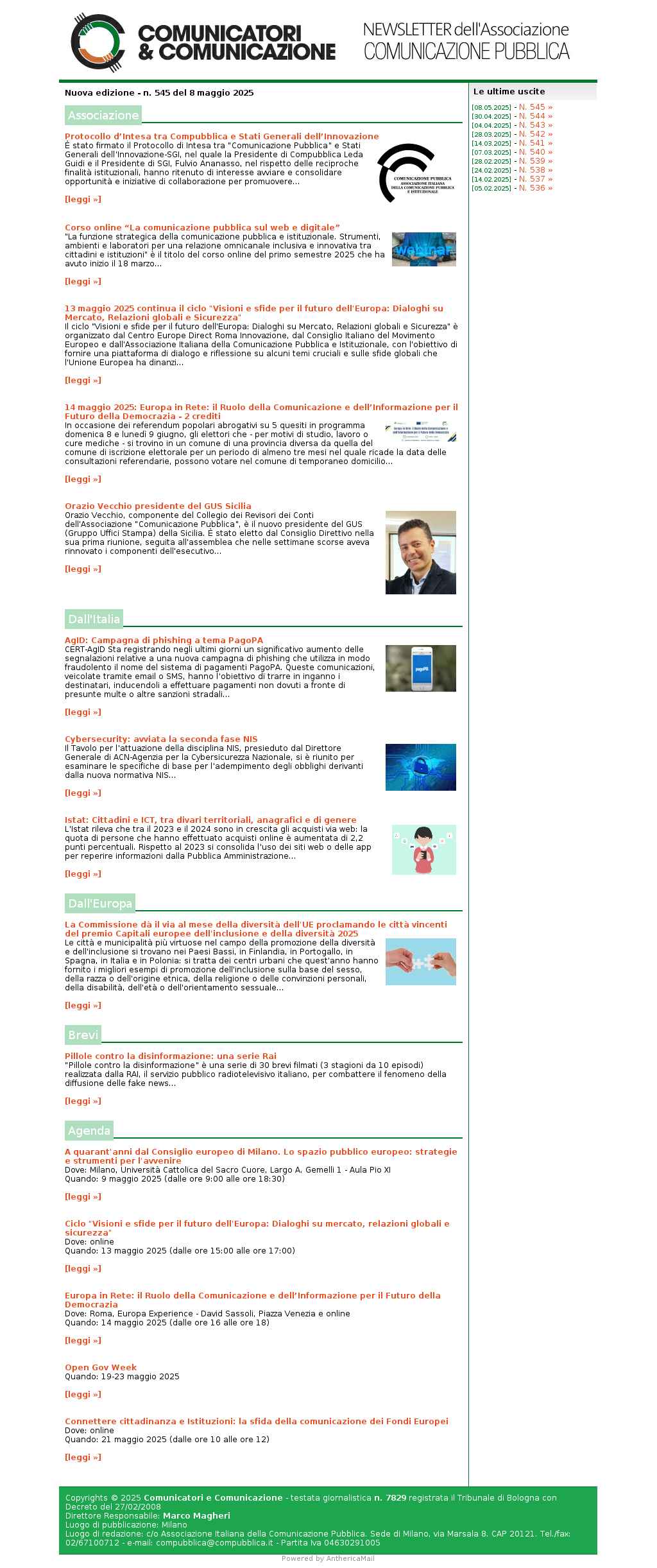 Comunicatori e Comunicazione n 545 - 8 maggio 2025