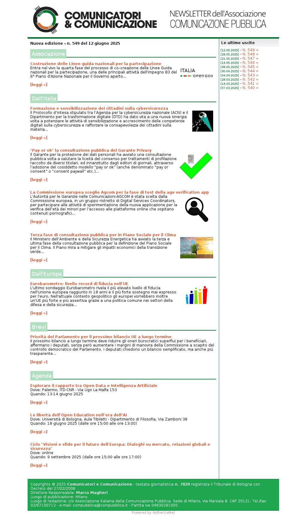 Comunicatori e Comunicazione n 549 - 12 giugno 2025